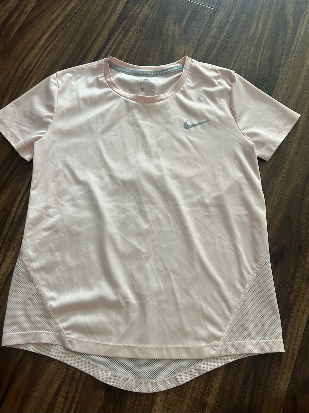 Nike Pale Pink Women's Athletic Tee with Silver Swoosh
